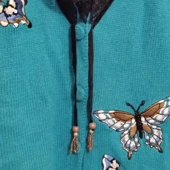 Storybook Knits "Jeweled Flight" Lace Sequins Embroidered Butterfly Sweater - Picture 4 of 13